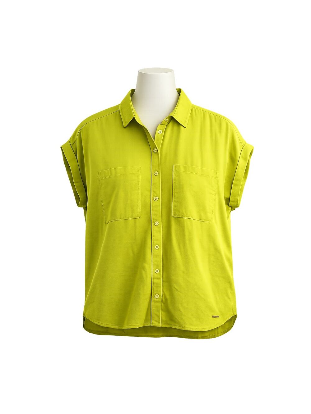 Marc New York Linen Blend Button Down Shirt Chartreuse Green - Size XL